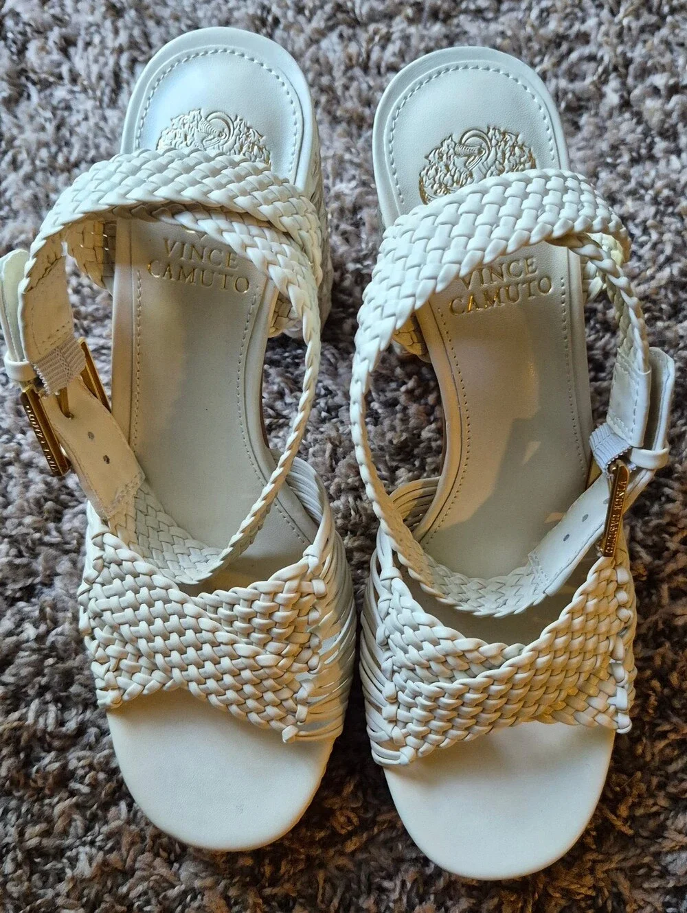 NEW Vince Camuto Ivory Braided Platform Sandals